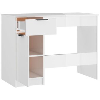 Bureau 100x50x75 cm bewerkt hout hoogglans wit