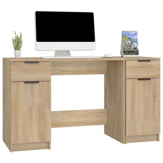 Bureau met bijzetkast bewerkt hout sonoma eikenkleurig