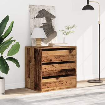 Ladekast 60x41x58 cm bewerkt hout oud houtkleurig
