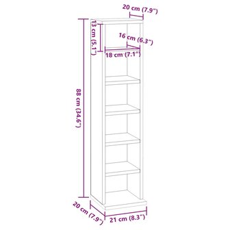 Cd-kast 21x20x88 cm bewerkt hout wit