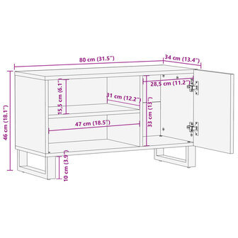 Tv-meubel 80x34x46 cm massief ruw mangohout
