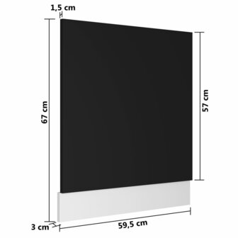 Vaatwasserpaneel 59,5x3x67 cm bewerkt hout zwart