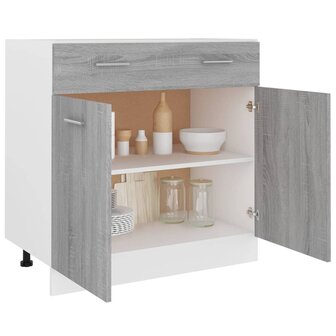 Onderkast met lade 80x46x81,5 cm bewerkt hout grijs sonoma