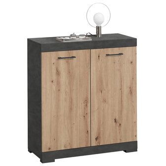 Kast met 2 deuren 80x34,9x89,9 cm grijs en artisan eikenkleurig