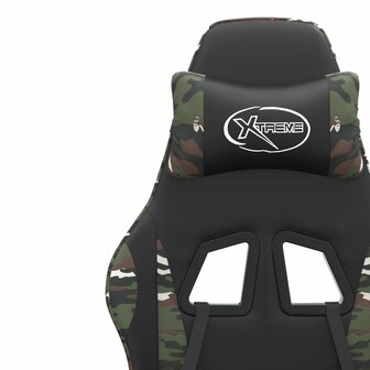 Gamestoel draaibaar met voetensteun kunstleer zwart&amp;camouflage