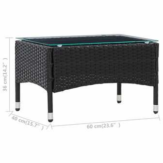 Salontafel 60x40x36 cm poly rattan zwart