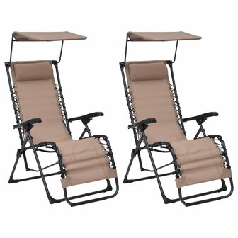 Terrasstoelen 2 st inklapbaar textileen taupe