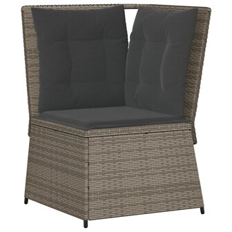 Tuinhoekbank met kussens poly rattan grijs