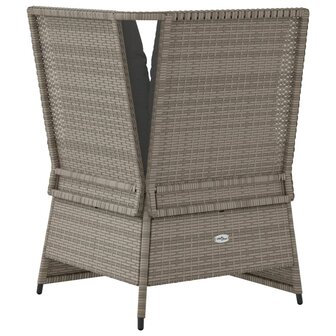 Tuinhoekbank met kussens poly rattan grijs