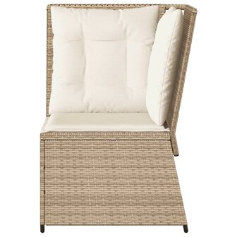 Tuinhoekbank met kussens poly rattan beige