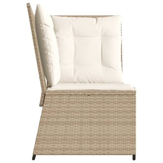 Tuinhoekbank met kussens poly rattan beige