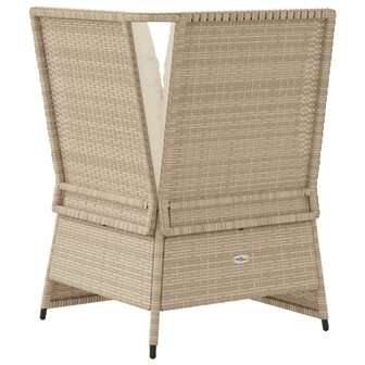 Tuinhoekbank met kussens poly rattan beige