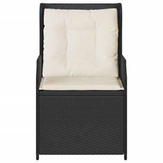 Tuinstoelen 2 st verstelbaar met kussens poly rattan zwart