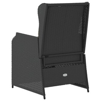 Tuinstoelen 2 st verstelbaar met kussens poly rattan zwart
