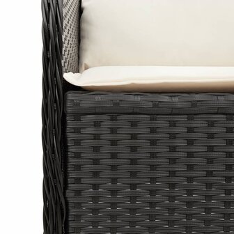 Tuinstoelen 2 st verstelbaar met kussens poly rattan zwart