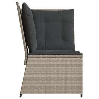 Tuinhoekbank met kussens poly rattan lichtgrijs