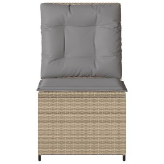 Tuinbank verstelbaar met kussens poly rattan beige