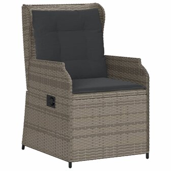 Tuinstoelen 2 st verstelbaar met kussens poly rattan grijs