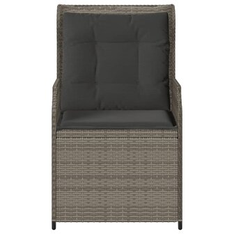 Tuinstoelen 2 st verstelbaar met kussens poly rattan grijs