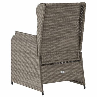 Tuinstoelen 2 st verstelbaar met kussens poly rattan grijs