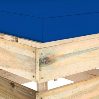 Middenbank sectioneel met kussens groen ge&iuml;mpregneerd hout