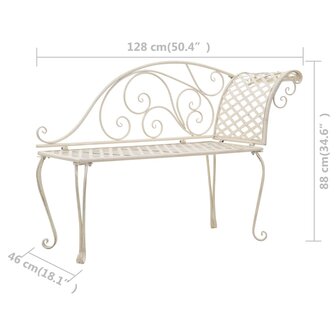 Chaise longue 128 cm metaal antiekwit