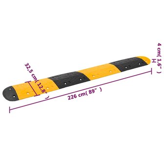 Verkeersdrempel 226x32,5x4 cm rubber geel en zwart