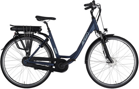 Amigo E-Faro S2 Dames 7V Rollerbrake matblauw 49 cm 28 inch matblauw 49 cm 28 inch