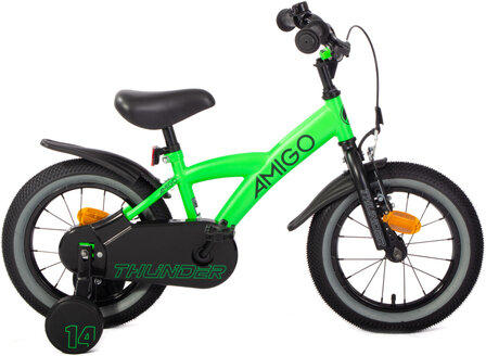 Amigo Thunder Jongens Terugtraprem neon groen/zwart 22 cm 14 inch neon groen/zwart 22 cm 14 inch