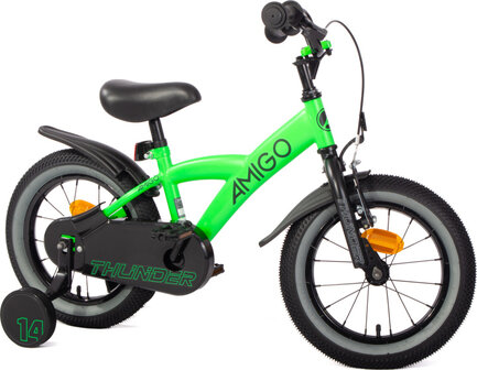 Amigo Thunder Jongens Terugtraprem neon groen/zwart 22 cm 14 inch neon groen/zwart 22 cm 14 inch