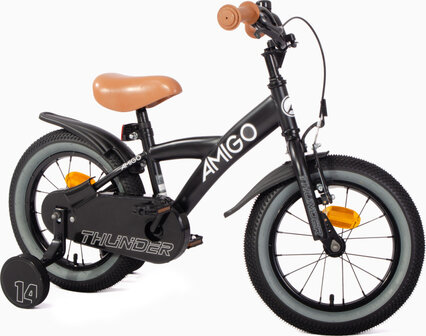 Amigo Thunder Jongens Terugtraprem zwart/wit 22 cm 14 inch zwart/wit 22 cm 14 inch