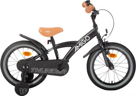Amigo Thunder Jongens Terugtraprem zwart/wit 23,5 cm 16 inch zwart/wit 23,5 cm 16 inch