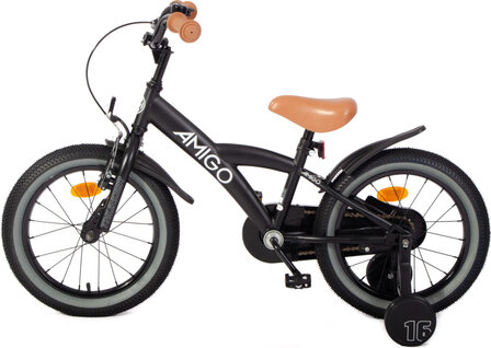 Amigo Thunder Jongens Terugtraprem zwart/wit 23,5 cm 16 inch zwart/wit 23,5 cm 16 inch