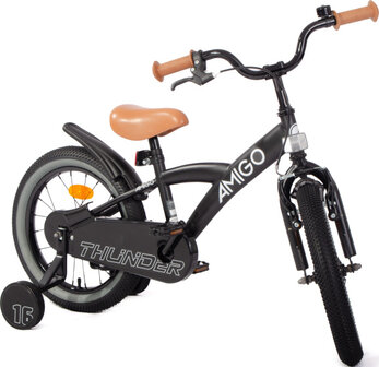Amigo Thunder Jongens Terugtraprem zwart/wit 23,5 cm 16 inch zwart/wit 23,5 cm 16 inch