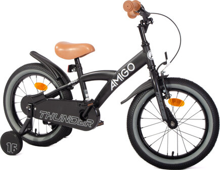 Amigo Thunder Jongens Terugtraprem zwart/wit 23,5 cm 16 inch zwart/wit 23,5 cm 16 inch