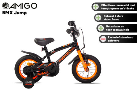 Amigo Bmx Jump Jongens Terugtraprem zwart/neon oranje 22 cm 12 inch zwart/neon oranje 22 cm 12 inch
