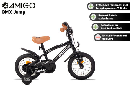 Amigo Bmx Jump Jongens Terugtraprem zwart/wit 22 cm 12 inch zwart/wit 22 cm 12 inch