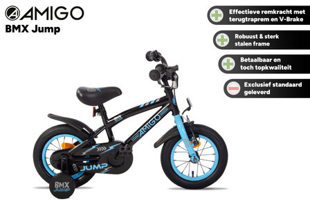 Amigo Bmx Jump Jongens Terugtraprem zwart/blauw 22 cm 12 inch zwart/blauw 22 cm 12 inch