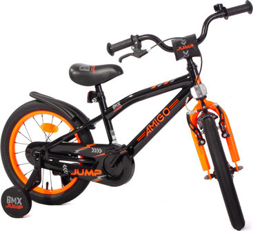 Amigo Bmx Jump Jongens Terugtraprem zwart/neon oranje 25,5 cm 16 inch zwart/neon oranje 25,5 cm 16 inch