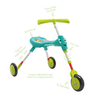 The Bugs Scuttlebug Xl Splodge Loopfiets Met 3 Wielen Junior Turquoise/Groen