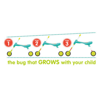 The Bugs Scuttlebug Xl Splodge Loopfiets Met 3 Wielen Junior Turquoise/Groen