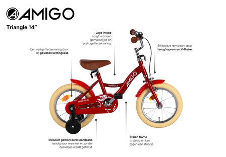 Amigo Triangle Junior Terugtraprem rood 23 cm 14 inch rood 23 cm 14 inch