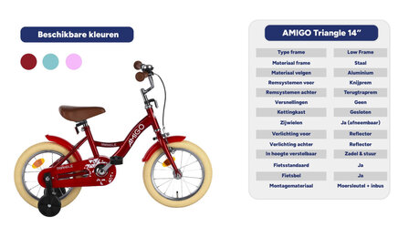 Amigo Triangle Junior Terugtraprem rood 23 cm 14 inch rood 23 cm 14 inch