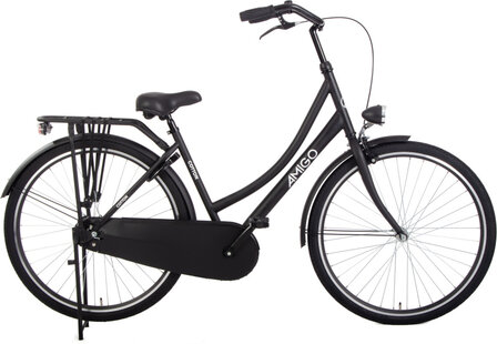 Amigo Cotton Omafiets Dames Terugtraprem matzwart 50 cm 28 inch matzwart 50 cm 28 inch