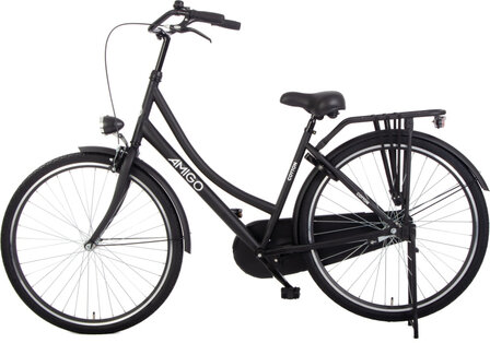 Amigo Cotton Omafiets Dames Terugtraprem matzwart 50 cm 28 inch matzwart 50 cm 28 inch