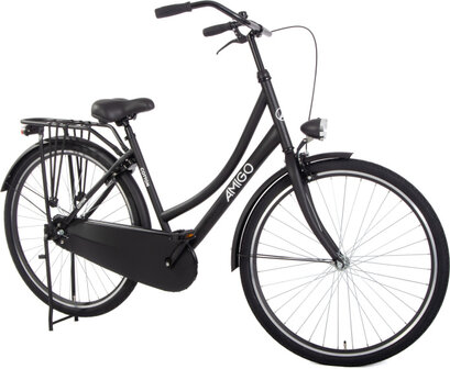 Amigo Cotton Omafiets Dames Terugtraprem matzwart 50 cm 28 inch matzwart 50 cm 28 inch