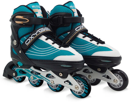 Skids Control Oxygen Inline Skates Semi-Softboot Verstelbaar Petrol petrolblauw/zwart Maat 42-45 petrolblauw/zwart Maat 42-45