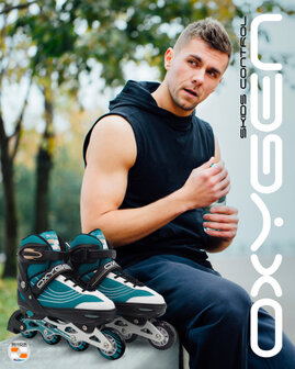 Skids Control Oxygen Inline Skates Semi-Softboot Verstelbaar Petrol petrolblauw/zwart Maat 42-45 petrolblauw/zwart Maat 42-45