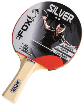 Fox Tt Silver 2 Star Tafeltennisbat 23 Cm Blank/Rood zwart/rood zwart/rood