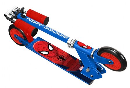 Marvel Spider-Man 2-Wiel Kinderstep Opvouwbaar Voetrem Blauw/Rood